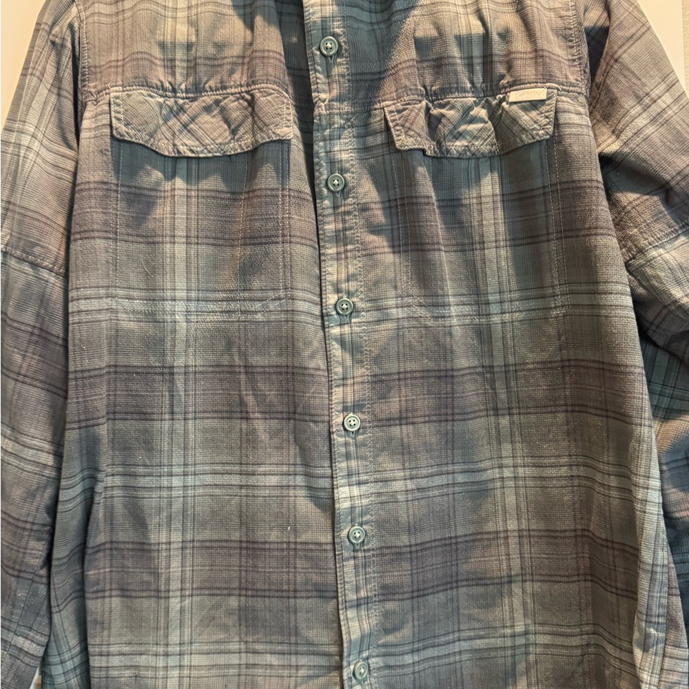Columbia Men's Plaid Button-Down Shirt - Blue and Gray